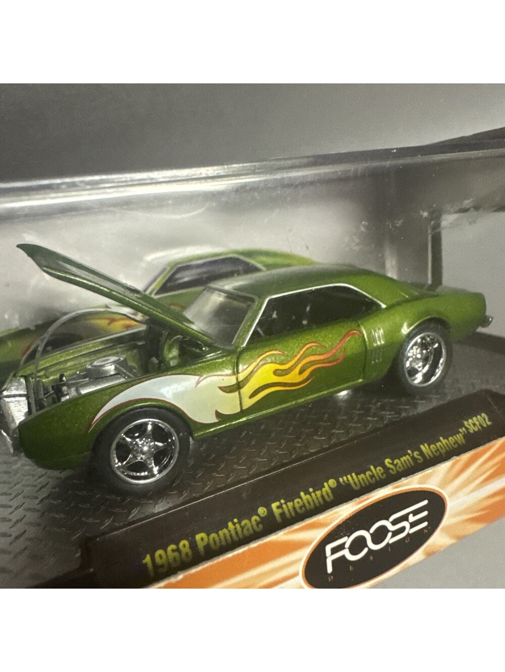 M2 Machines Foose 1968 Pontiac Firebird Uncle Sam's Nephew SCF02 Green Flames